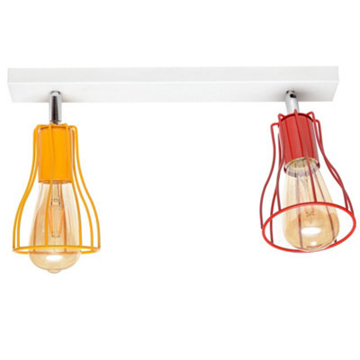 Luminosa Lighting Luminosa Tube Semi Flush Light WhiteOrangeRed 40Cm from B&Q