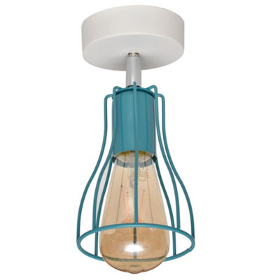 B&Q -  Luminosa Tube Semi Flush Light WhiteTurqouise 10Cm