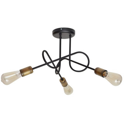 Luminosa Lighting Luminosa Oxford Multi Arm Semi Flush Ceiling Light BlackPatina 50Cm from B&Q