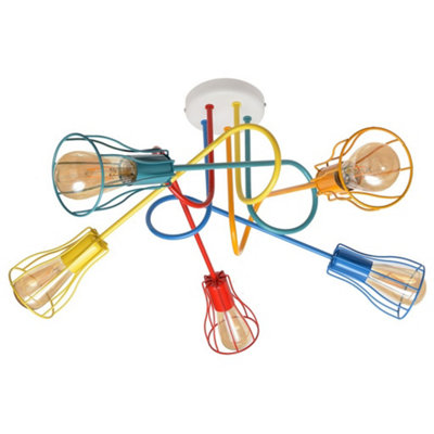 Luminosa Lighting Luminosa Oxford Multi Arm Semi Flush Ceiling Light Multi-Coloured 64Cm from B&Q