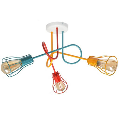 Luminosa Lighting Luminosa Oxford Multi Arm Semi Flush Ceiling Light WhiteOrangeRedTurquoise 64Cm from B&Q