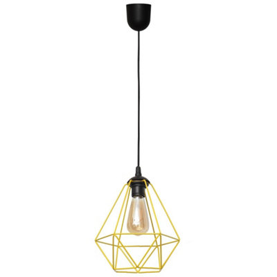 Luminosa Lighting Luminosa Karo Wire Frame Pendant Ceiling Light BlackYellow 24Cm from B&Q