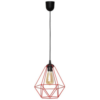 Luminosa Lighting Luminosa Karo Wire Frame Pendant Ceiling Light BlackRed 24Cm from B&Q