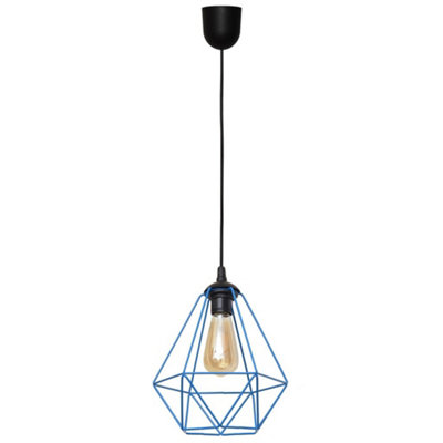 Luminosa Lighting Luminosa Karo Wire Frame Pendant Ceiling Light BlackBlue 24Cm from B&Q