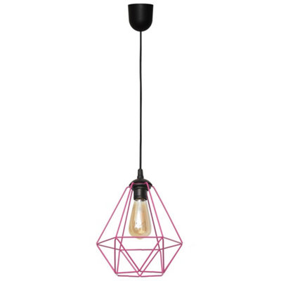 Luminosa Lighting Luminosa Karo Wire Frame Pendant Ceiling Light BlackPink 24Cm from B&Q