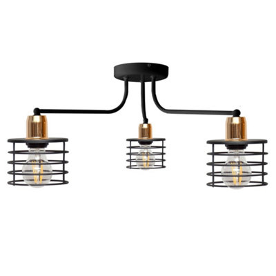 Luminosa Lighting Luminosa Edison Multi Arm Semi Flush Ceiling Light BlackCopper 65Cm from B&Q
