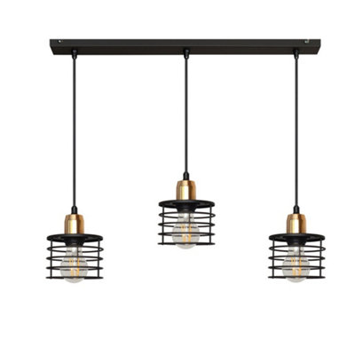 Luminosa Lighting Luminosa Edison Straight Bar Pendant Ceiling Light BlackCopper 65Cm from B&Q
