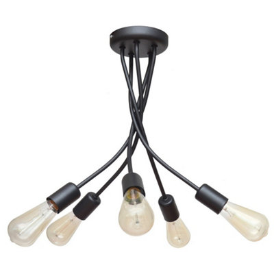 Luminosa Lighting Luminosa Harvard Multi Arm Semi Flush Ceiling Light Black 40Cm from B&Q