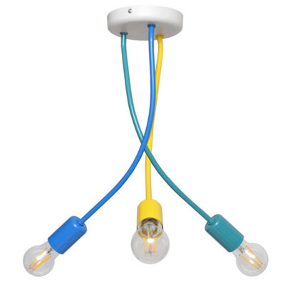 B&Q -  Luminosa Harvard Multi Arm Semi Flush Ceiling Light Multi-Coloured 36Cm