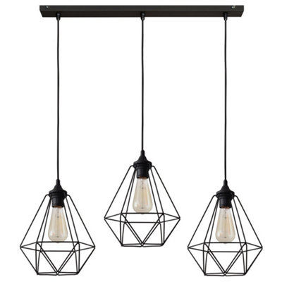 Luminosa Lighting Luminosa Karo Straight Bar Pendant Ceiling Light Black 78Cm from B&Q