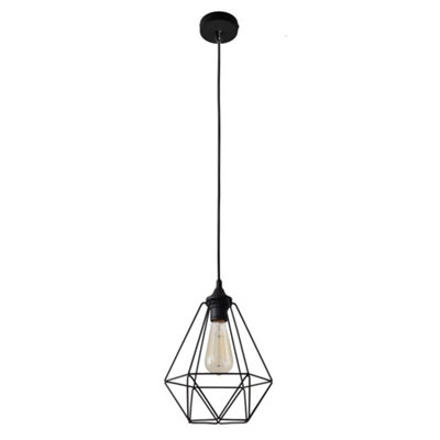Luminosa Lighting Luminosa Karo Wire Frame Pendant Ceiling Light Black 24Cm from B&Q