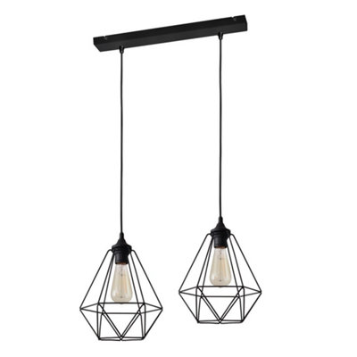 Luminosa Lighting Luminosa Karo Straight Bar Pendant Ceiling Light Black 50Cm from B&Q
