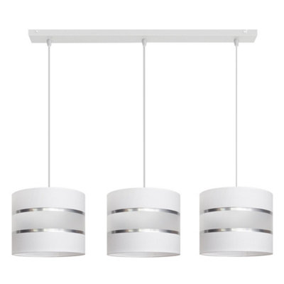 Luminosa Lighting Luminosa Helen Straight Bar Pendant Ceiling Light WhiteSilver 65Cm from B&Q