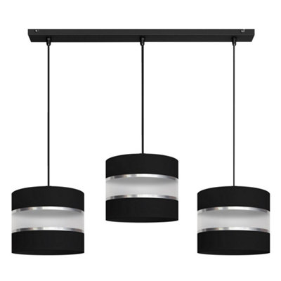 Luminosa Lighting Luminosa Helen Straight Bar Pendant Ceiling Light BlackSilver 65Cm from B&Q