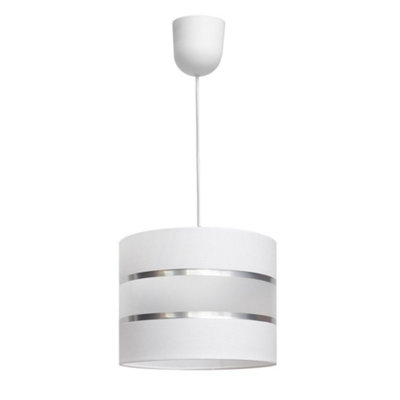 Luminosa Lighting Luminosa Helen Cylindrical Pendant Ceiling Light WhiteSilver 20Cm from B&Q