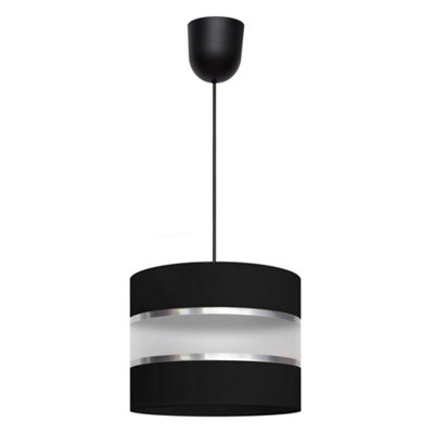 Luminosa Lighting Luminosa Helen Cylindrical Pendant Ceiling Light BlackSilver 20Cm from B&Q