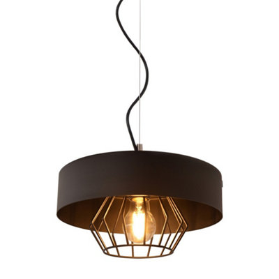 B&Q -  Luminosa Babilon Cylindrical Pendant Ceiling Light Black 29Cm