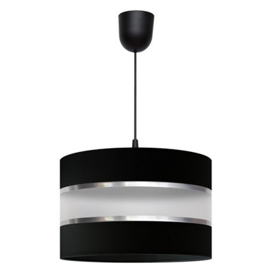 Luminosa Lighting Luminosa Helen Cylindrical Pendant Ceiling Light BlackSilver 35Cm from B&Q