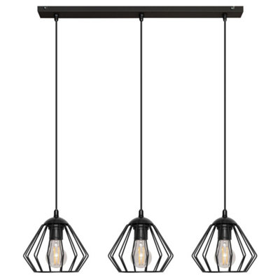Luminosa Lighting Luminosa Agat Straight Bar Pendant Ceiling Light Black 65Cm from B&Q