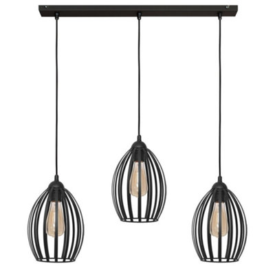 B&Q -  Luminosa Dali Straight Bar Pendant Ceiling Light Black 70Cm