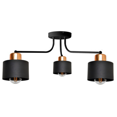 Luminosa Lighting Luminosa Edison Multi Arm Semi Flush Ceiling Light BlackCopper 65Cm from B&Q