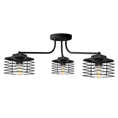 Luminosa Lighting Luminosa Edison Multi Arm Semi Flush Ceiling Light Black 65Cm from B&Q