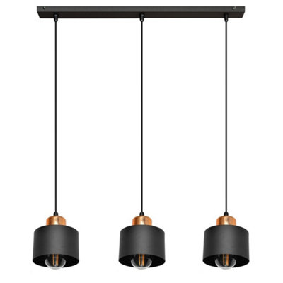Netlighting Unisex Black Edison Straight Bar Pendant Ceiling Light Copper 12Cm - Image 3