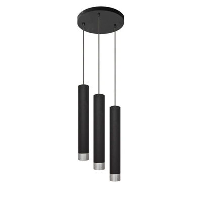 Luminosa Lighting Luminosa Tuba Cluster Pendant Ceiling Light BlackChrome 30Cm from B&Q