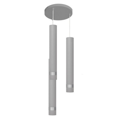 Luminosa Lighting Luminosa Tuba Cluster Pendant Ceiling Light GreyChrome 30Cm from B&Q