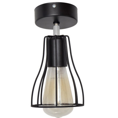 B&Q -  Luminosa Tube Semi Flush Light Black 10Cm
