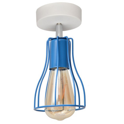 B&Q -  Luminosa Tube Semi Flush Light WhiteBlue 10Cm