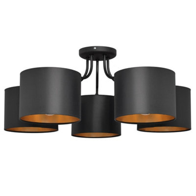 Luminosa Lighting Luminosa Alba Multi Arm Semi Flush Ceiling Light BlackGold 70Cm from B&Q