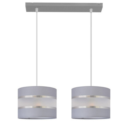 B&Q -  Luminosa Helen Straight Bar Pendant Ceiling Light GreySilver 45Cm