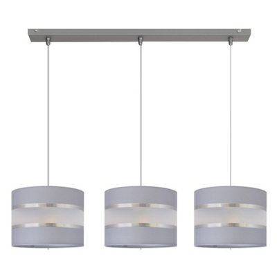 Luminosa Lighting Luminosa Helen Straight Bar Pendant Ceiling Light GreySilver 65Cm from B&Q