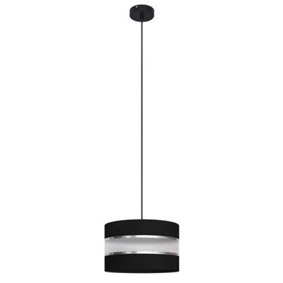 Luminosa Lighting Luminosa Helen Cylindrical Pendant Ceiling Light BlackSilver 25Cm from B&Q