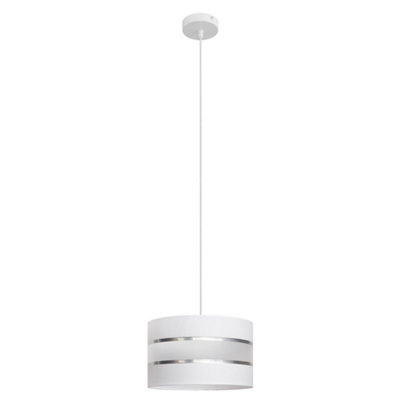 Luminosa Lighting Luminosa Helen Cylindrical Pendant Ceiling Light WhiteSilver 25Cm from B&Q