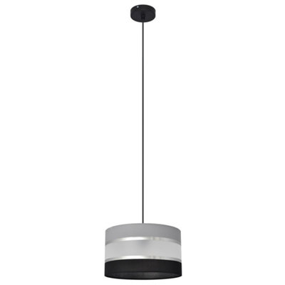 Luminosa Lighting Luminosa Helen Cylindrical Pendant Ceiling Light GreySilverBlack 25Cm from B&Q