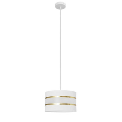 Luminosa Lighting Luminosa Helen Cylindrical Pendant Ceiling Light WhiteGold 25Cm from B&Q