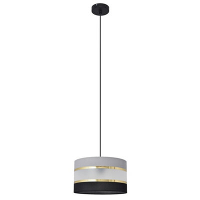 Luminosa Lighting Luminosa Helen Cylindrical Pendant Ceiling Light BlackGoldGrey 25Cm from B&Q
