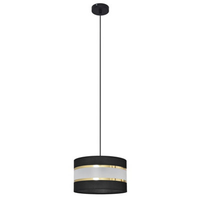 Luminosa Lighting Luminosa Helen Cylindrical Pendant Ceiling Light BlackGold 25Cm from B&Q
