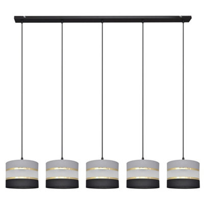 Netlighting Unisex Black Helen Straight Bar Pendant Ceiling Light Gold Grey 115Cm - Image 3