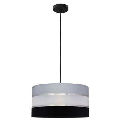 Luminosa Lighting Luminosa Helen Cylindrical Pendant Ceiling Light GreySilverBlack 40Cm from B&Q