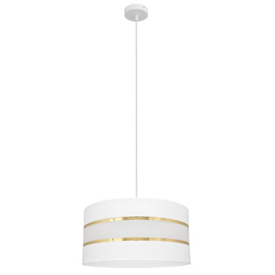 Luminosa Lighting Luminosa Helen Cylindrical Pendant Ceiling Light WhiteGold 40Cm from B&Q