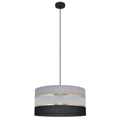 Luminosa Lighting Luminosa Helen Cylindrical Pendant Ceiling Light BlackGoldGrey 40Cm from B&Q
