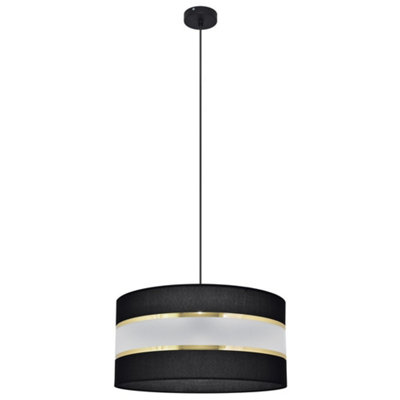 Luminosa Lighting Luminosa Helen Cylindrical Pendant Ceiling Light BlackGold 40Cm from B&Q