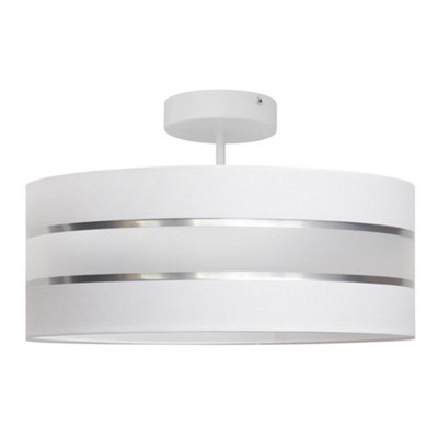 Luminosa Lighting Luminosa Helen Cylindrical Ceiling Light WhiteSilver 40Cm from B&Q