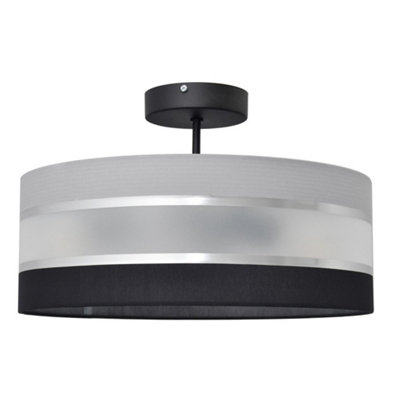 Luminosa Lighting Luminosa Helen Cylindrical Ceiling Light GreySilverBlack 40Cm from B&Q