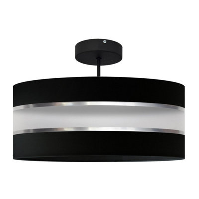 Luminosa Lighting Luminosa Helen Cylindrical Pendant Ceiling Light BlackSilver 40Cm from B&Q