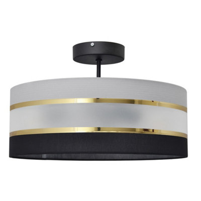 Luminosa Lighting Luminosa Helen Cylindrical Ceiling Light BlackGoldGrey 40Cm from B&Q