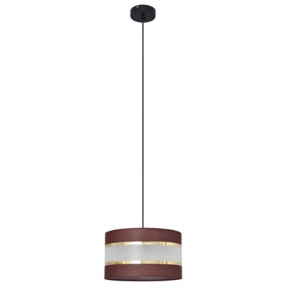 Luminosa Lighting Luminosa Helen Cylindrical Pendant Ceiling Light BrownGoldBlack 25Cm from B&Q